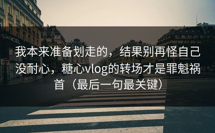 我本来准备划走的，结果别再怪自己没耐心，糖心vlog的转场才是罪魁祸首（最后一句最关键）  第1张